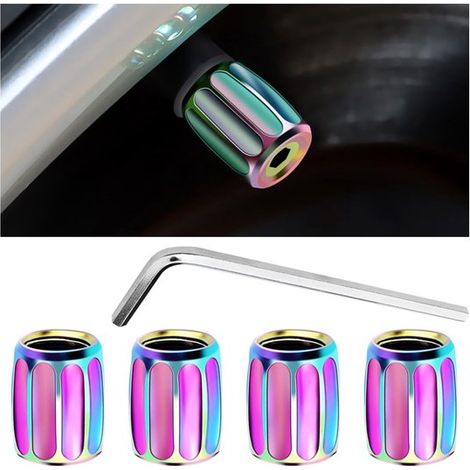 Dailygoody, Tapones de válvula, Protección antirrobo, Multicolor, Tapones de válvula de aire, Aptos para coches, Varios colores (1/5)