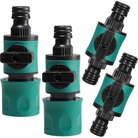 Garden Hose Connector with Control Valve, 17mm Water Hose Quick Couplings for 1/2 Inch Water Pipes for Watering Lawn Car Wash (1/5)