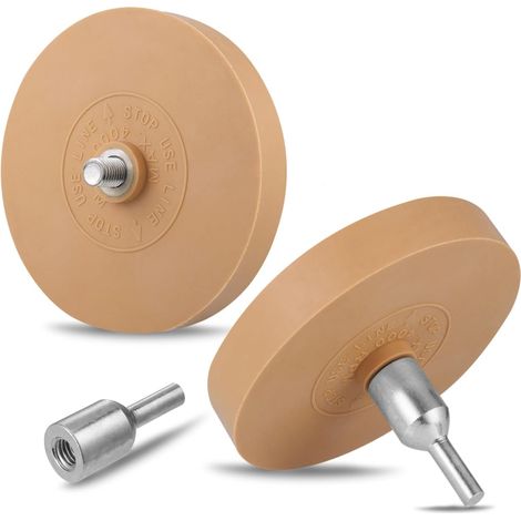 Kit de 2 disques de 3,5 pouces pour le décollage d'adhésifs pneumatiques et électriques, comprenant une roue de nettoyage en caoutchouc pour le retrait d'autocollants de voiture. (1/5)