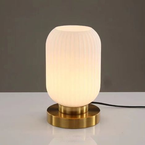 Lampe de table, lampe de chevet moderne du milieu du siècle, lampe de bureau en verre, veilleuse vintage avec ampoule (blanc chaud) (1/5)