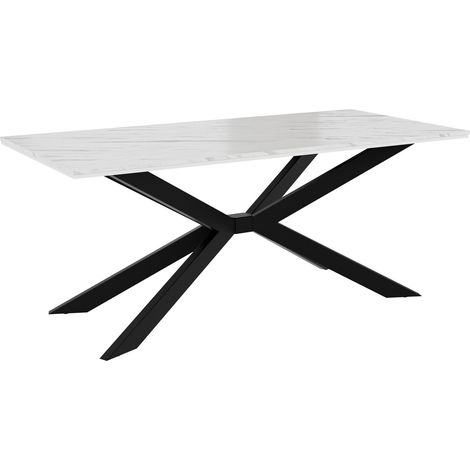 Mesa Goodyear 135, Mármol blanco, 74x90x190cm, Aglomerado laminado, Metal