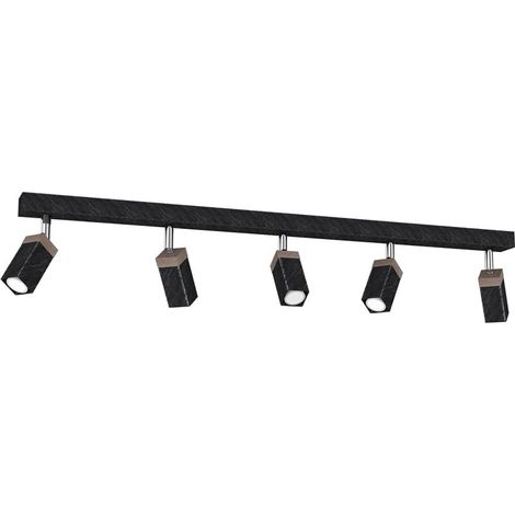 Plafonnier barre 5xGU10 Solo Milagro noir bois 60cm (1/5)