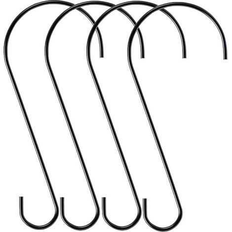 Metal S Shape Tree Branch Hooks for Bird Feeders Plants Baskets Lanterns Ornaments (Black) (1/4)