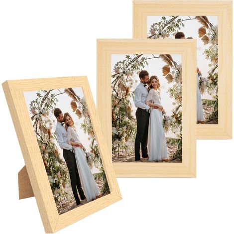 Lot de 3 Cadre Photo 10x15 cm, Cadre Photo Bois en MDF, Cadres Classique (1/5)