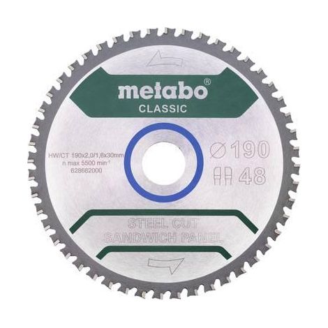 Metabo 628684000 Hoja de Sierra Circular 190 mm 48 Dientes