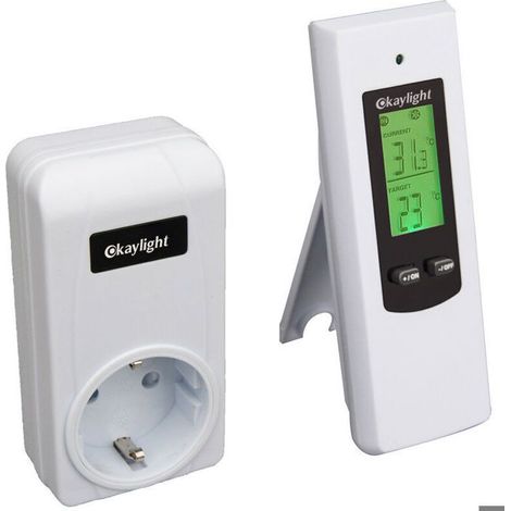 Prise thermostat d'ambiance - OKZ - Sans fil - Télécommande - Pour radiateur électrique et climatiseur mobile (1/4)
