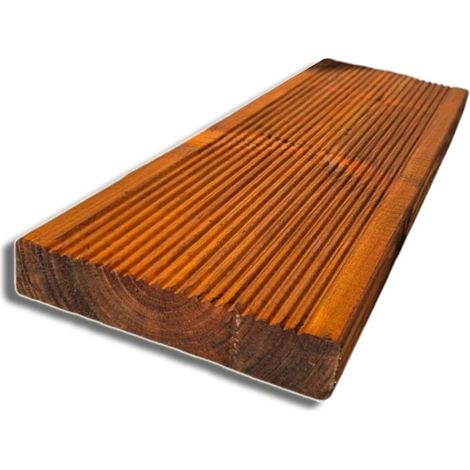 Pavimento in Legno Antiscivolo da 14,5x2,7 cm, 5pz da 200 cm, colore Noce Medio
