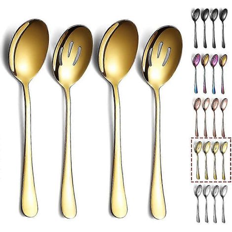 Cuillères de service dorées, lot de 4, cuillère de service plaquée titane (1/5)