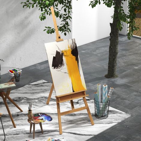 Cavalletto per Pittura Pieghevole in Faggio con Altezza e Angolazione Regolabile, 65x110x180-235 cm
