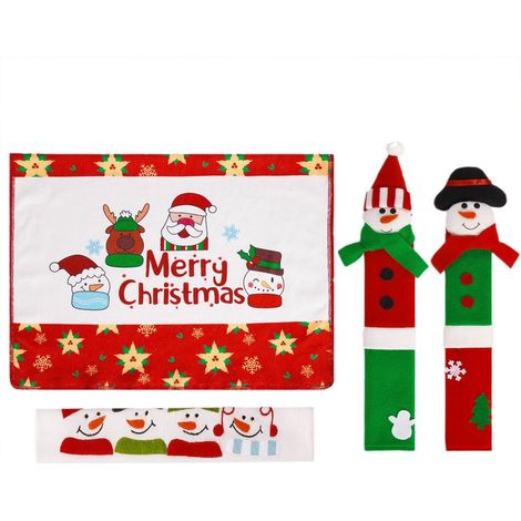 Ej.Life (Set mit vier Griffen) Set mit vier weihnachtlichen Kühlschrankgriffen, Mikrowellengriffhandschuhen, Feiertagsdekor-Griffset, passende Küche (1/4)