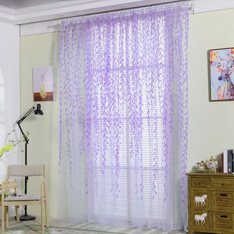 Rideau transparent à œillets pour fenêtre, chambre, balcon, habillage de fenêtre (violet) (1/5)
