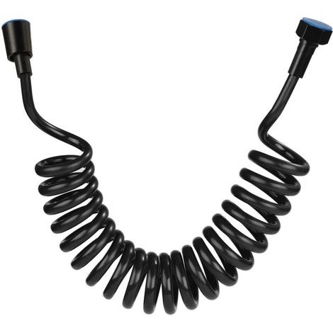 Flexible de douche,Tuyau de douche en mousse avec bouchon en cuivre, tuyau à ressort télescopique, flexible rétractable pour douchette, WC et bidet (3M Noir) (1/4)