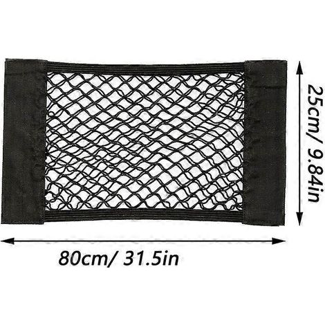 Filet de rangement pour coffre arrière de voiture, filet élastique avec fermeture auto-agrippante, sac de rangement en maille, pochette, organisateur de voiture, sac pour dossier de siège (25 x 80 cm)