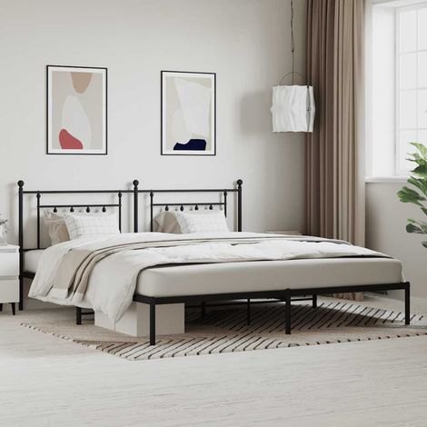 Estructura cama sin colchón con cabecero metal negro 200x200 cm (1/5)