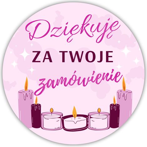 Pegatinas para velas "Gracias por su pedido - rosa" 20 unidades