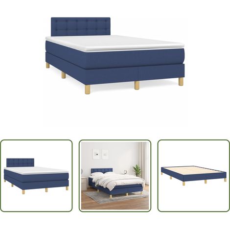 vidaXL Kopfteil - Boxspringbett mit Matratze Blau 120x190 cm Stoff (1/5)