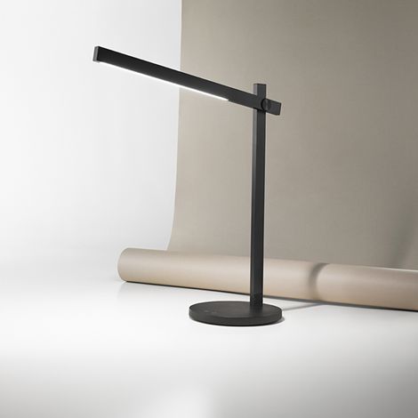 Lampada Da Scrivania Contemporanea Ruler Metallo Nero Acrilico Led 7W 3000K (1/2)