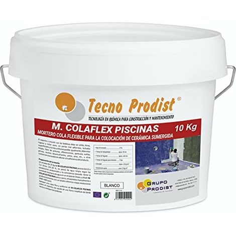 Tecno Prodist M-Colaflex Piscinas - Mortero Adhesivo y Flexible para Colocación de Gresite y Cerámica en Piscinas