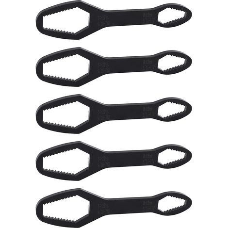 Clés doubles (5 pièces) de 8 à 22 mm, longueur 160 mm, en acier allié, autoserrantes, universelles, noires. (1/5)