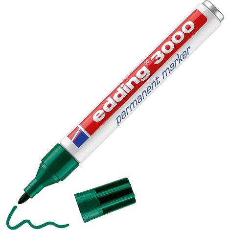 Marqueur permanent - vert - 1 stylo - pointe ronde 1,5-3 mm - sèche vite - résiste à l'eau et à l'essuyage - pour carton, plastique, bois, métal - marqueur universel (1/5)
