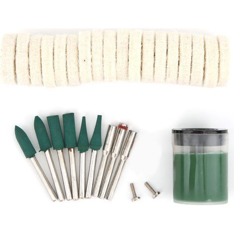 Pack of 30 wool felt abrasive discs for polishing and grinding on rotary tools (1/5)