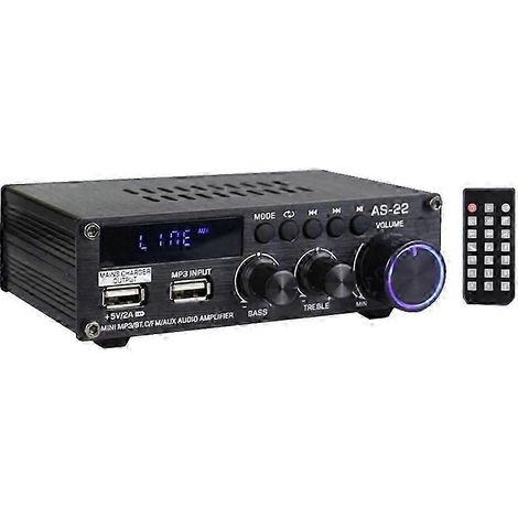 Amplificateur numérique HiFi AS22 30 W x 2 canaux, amplificateur Bluetooth pour voiture, amplificateur audio stéréo domestique, récepteur, prise standard américaine KNS (1/5)