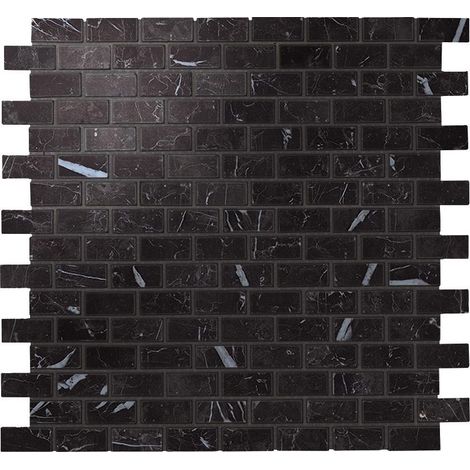 Mosaïque effet Marbre Noir Marquina 3,5x1,7 cm Rect 29,8x29,8x0,95 cm Brillant Marvillo - Sol et mur intérieur (vendu par carton de 0,54 m²) - RO'MA CARRELAGE