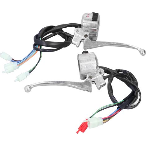 Poignée de frein moto 22mm, interrupteur guidon gauche/droite, alliage aluminium argenté, remplacement JH70 JH90, lot de 2 (1/5)
