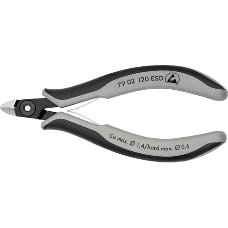 KNIPEX 79 02 120 ESD Alicates de precisión de corte diagonal para electrónica ESD con mangos multicomponentes Barnizados 120 mm