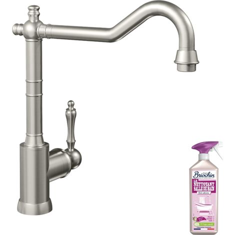 Villeroy & Boch – Robinet de cuisine mitigeur 66,5cm en acier inoxydable – Finition mate – Jet confort 360° – Économie d'énergie à froid