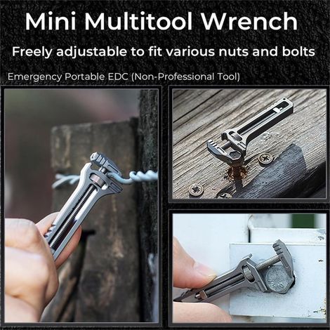 Mini Multitool Wrench - Compact Titanium Multitool, Outil clé multifonction, Clés Réglables, Outil clé extérieur, Portable Clé pour camping (1/4)