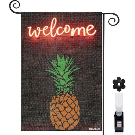 Bannière de cour ananas et jardin zen 30 x 45 cm décoration porche et maison (1/5)