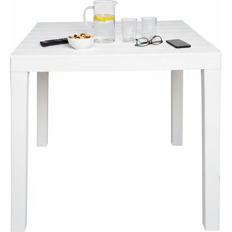 Dmora Table carrée modulable, Made in Italy, 78 x78x72 cm, couleur Blanc, avec emballage renforcé