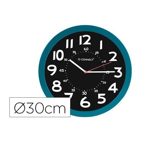 Q Connect Moderne Analoge Uhr Blau 30 cm