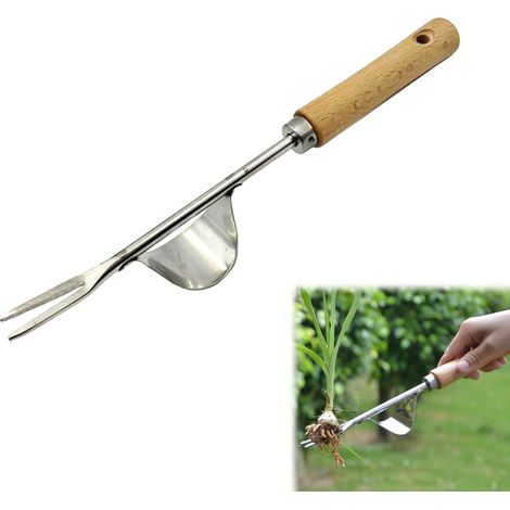 Jardinière Manuelle, Désherbeur Manuel Outil Gouge de Désherbage en Acier Inoxydable avec poignée Bois Pelle Jardinage Arrache Pissenlit, Arrache Mauvaise Herbe, Outils Jardinage (1/5)