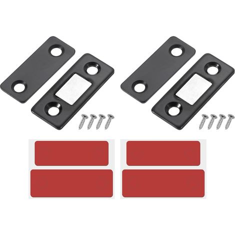 Lot de 2 verrous magnétiques pour armoires, tiroirs, portes coulissantes pour placards de cuisine, noirs (1/5)