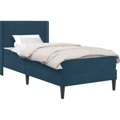 Cadre de lit avec matelas Bleu 80 x 200 cm Velours