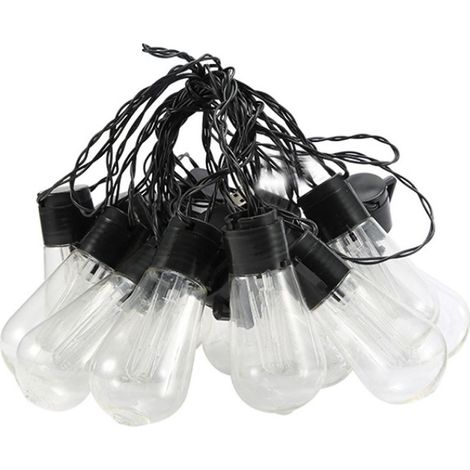 Dekorative Solar-Lichterkette mit tropfenförmigen Glühbirnen, geeignet für die Dekoration von Garten, Hof und Partys (warmweiß, 10 Lumen, batteriebetriebene Glühbirnen) (1/5)