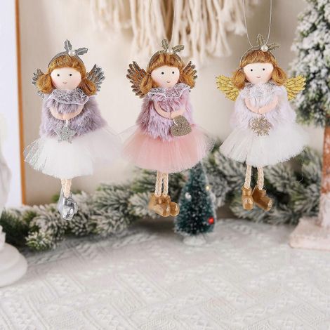 Ange de Noël à suspendre à une poupée (lot de 3) avec bandeau et pendentif pour sapin de Noël (1/4)