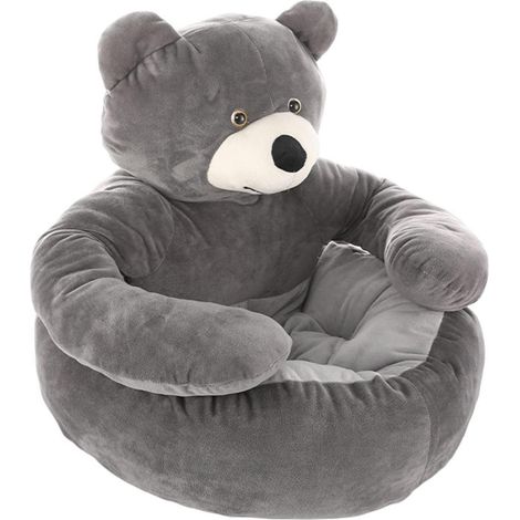 Katzenbett Hundebett Plüsch Bär Design abnehmbar waschbar grau 60cm
