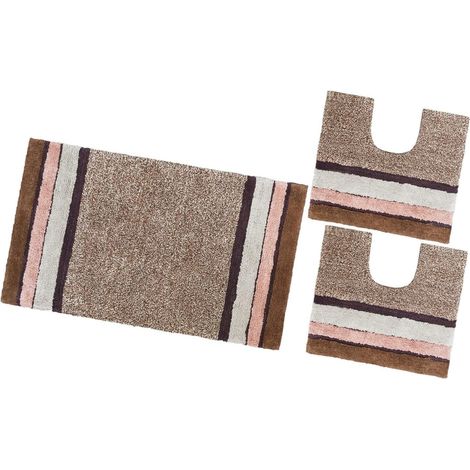 Tappeto Bagno Parure Puro Cotone Antiscivolo Morbido Colori Vivaci 100% Made In Italy - Marrone