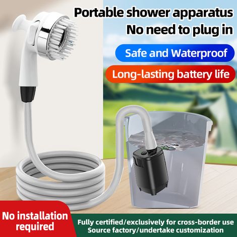 Douche de camping portable, pompe de douche de camping rechargeable, pommeau de douche extérieur