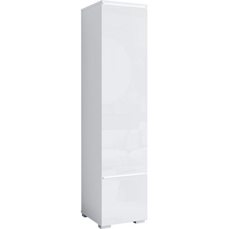 Estantería Mirfivo 108, Blanco + Blanco brillante, Aglomerado laminado, 132x30x33cm, Número de puertas: 0, Número de cajones: 0, LED (1/5)