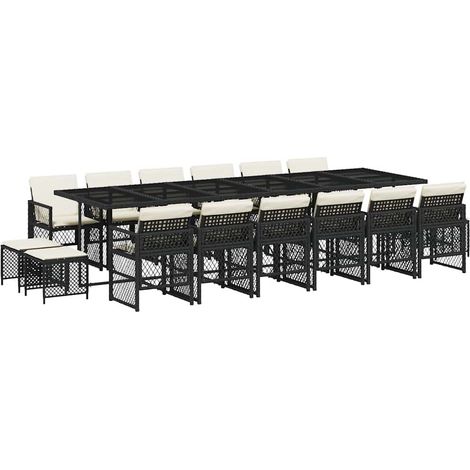 Maison Exclusive - Ensemble à manger de jardin 17 pcs coussins noir résine tressée (1/5)