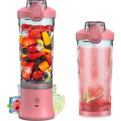 Tragbarer 600-ml-Standmixer, Zitruspresse in persönlicher Größe für Shakes und Smoothies mit 6 Klingen, 150 W, auslaufsicher, wiederaufladbar, tragbar, für Reisen, Sport, Zuhause und Büro. (1/5)