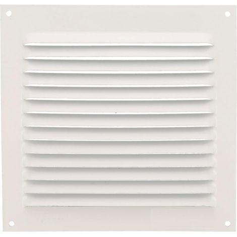 Rejilla de ventilación - Rejilla de salida de aire cuadrada - Ideal para ventilación interior - 150 x 150 mm - Aluminio - Blanco - Tiene una rejilla en la parte posterior (1/3)