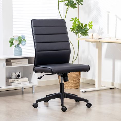 Chaise de bureau ergonomique réglable, dossier incurvé, similicuir PU et acier, 58x53x97-107 cm, noir, assise confortable, usage professionnel, design moderne, hauteur ajustable, robuste et durable, i (1/5)