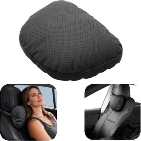 Coussin de nuque pour voiture 30 x 20 cm - repose-tête réglable et respirant, noir (1/5)