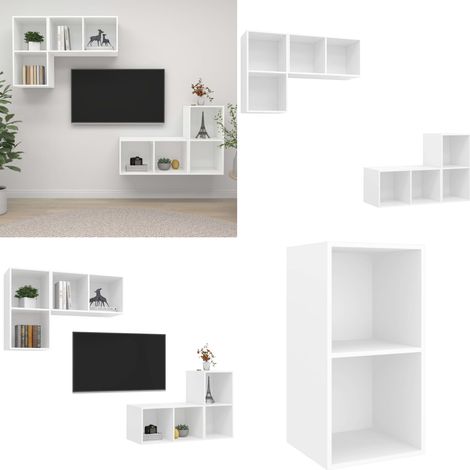 TV-Wandschränke 4 Stk. Weiß Holzwerkstoff - Wandregal - Holzwerkstoff (1/5)
