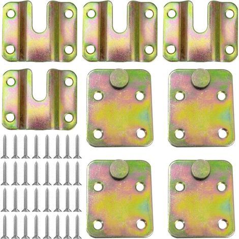 4 ensembles charnières de lit lourdes, supports de lit, crochets d'image, attaches fixes d'angle de lit, crochets de connexion en acier inoxydable pour photo, attaches suspendues pour photo, matelas (1/5)